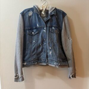 American Eagle Outfitters Denim and Gray Distressed Jacket